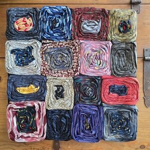 Vintage Dreamweavers Handmade Silk Tie Pillow Cover with Hand-Rolled Roses